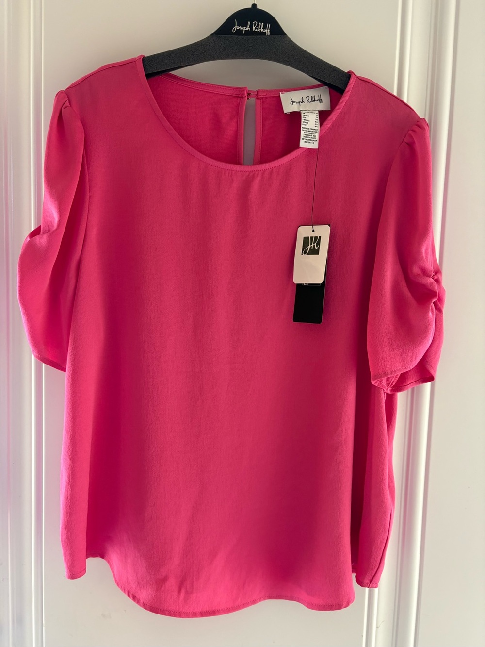 Joseph Ribkoff Bright Pink Puff-Sleeve Top